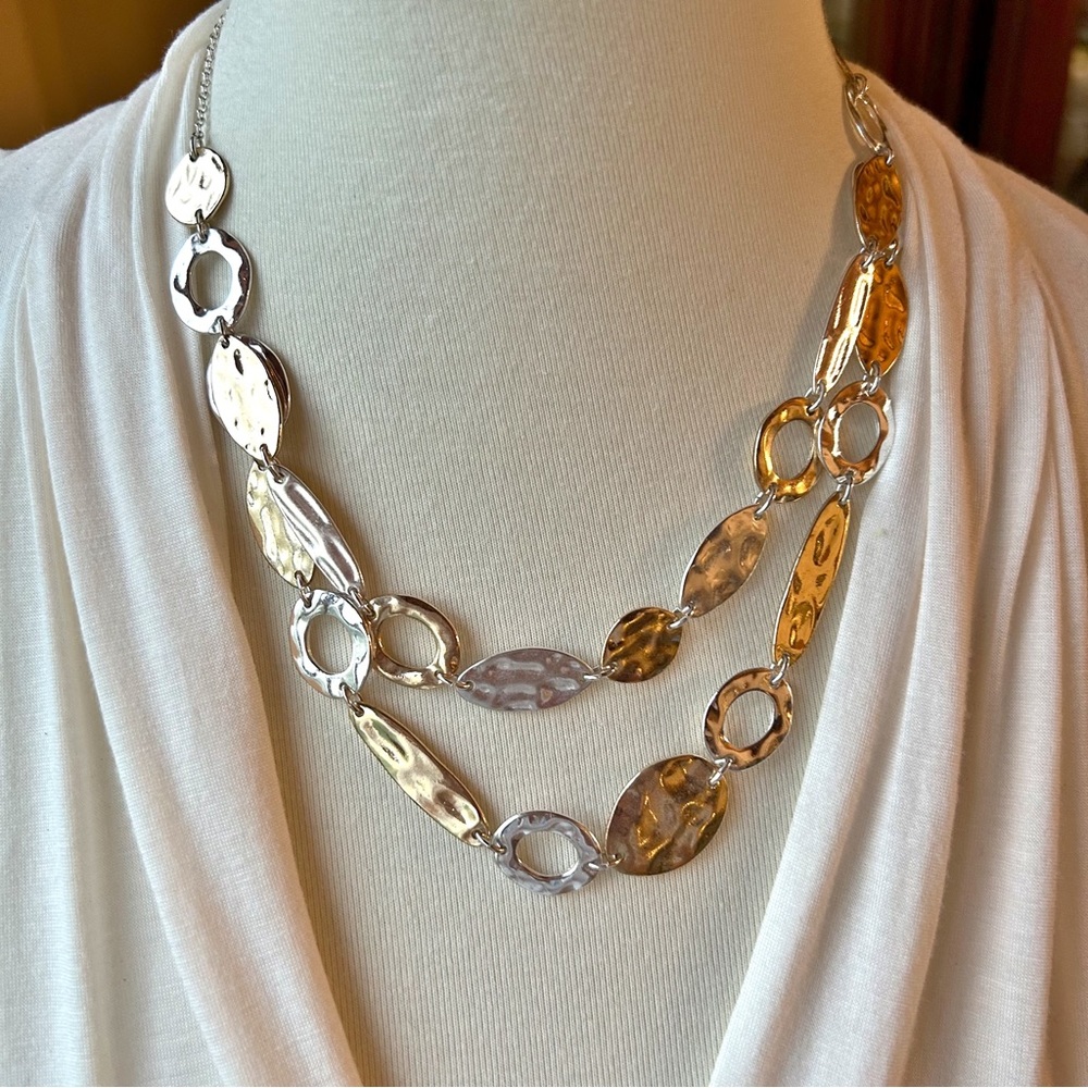 Stella & Ruby Two Tone Double Strand Hammered Sha… - image 1